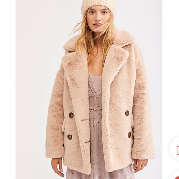 FREE PEOPLE Kate Faux Fur jacket coat, S. Could fit M. - Picture 2 of 9